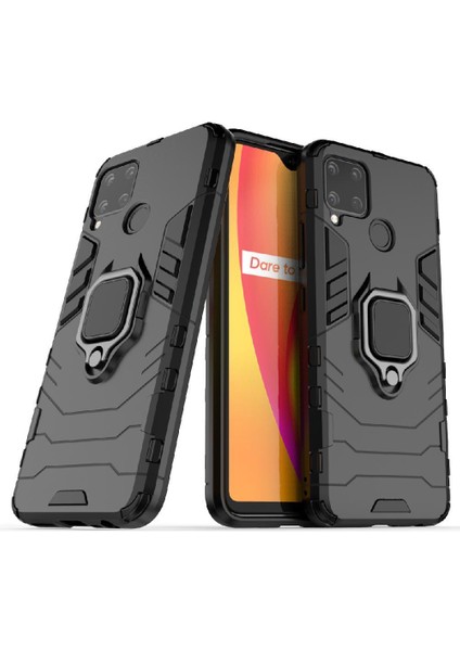 Realme C15 Darbeye Kapak Için Kılıf Kickstand Askeri Damla Koruma (Yurt Dışından)