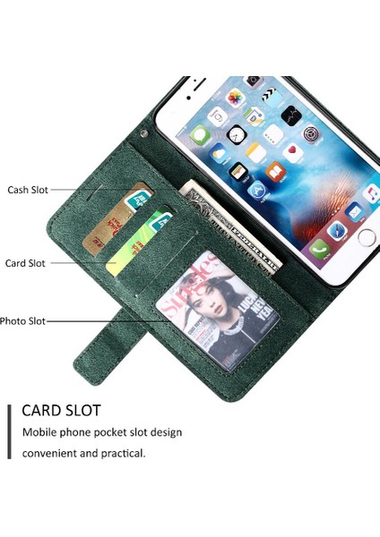 IPhone 6 Için Kılıf Artı/6s Artı Manyetik Pu Deri Kart Tutucu Kickstand (Yurt Dışından)