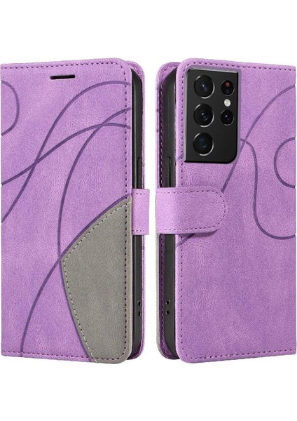 Samsung Galaxy S21 Ultra Pu Deri Flip Folio Kılıf Kickstand (Yurt Dışından)