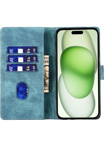 IPhone 15 Için Kılıf Artı Kart Cep Tutucu Kapak Kabartmalı Sevimli Kedi Durumda (Yurt Dışından)