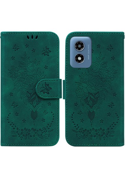 Motorola Moto G Oynamak Için Kılıf 4g 2024 Kickstand Cüzdan Kılıf Kabartma Gül Pu (Yurt Dışından)