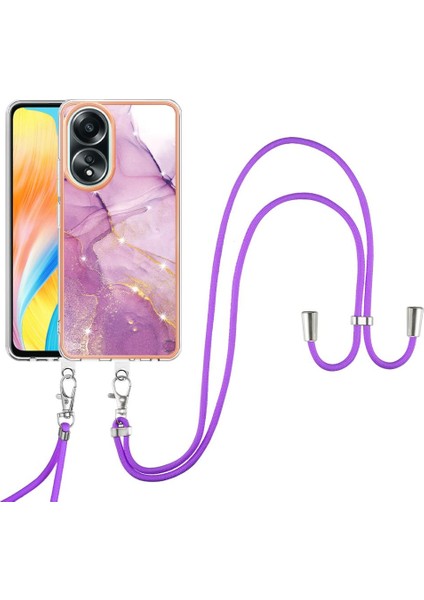 Oppo A58 4g Mermer Tampon Anti-Çizik Yumuşak Crossbody Kordon Için Kılıf (Yurt Dışından)