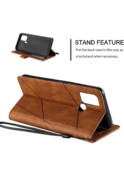 Realme C17 Darbeye Dayanıklı Manyetik Pu Deri Kart Tutucu Kickstand Için Kılıf (Yurt Dışından)