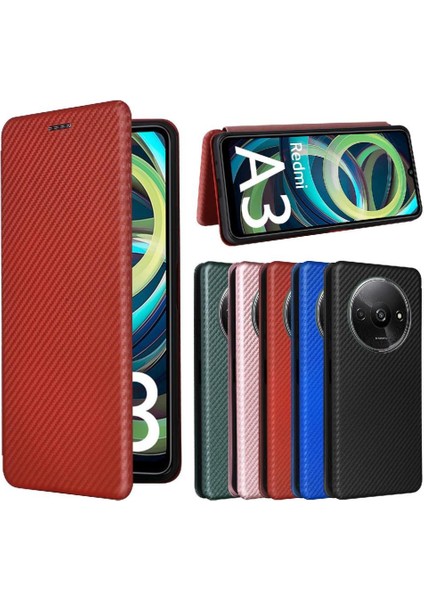 Kart Tutucu Kickstand ile Xiaomi Redmi A3 Manyetik Karbon Fiber Için Kılıf (Yurt Dışından)