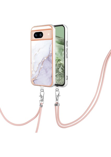Google Piksel 8A Tampon Mermer Crossbody Kordon Askısı Için Kılıf Yumuşak (Yurt Dışından)