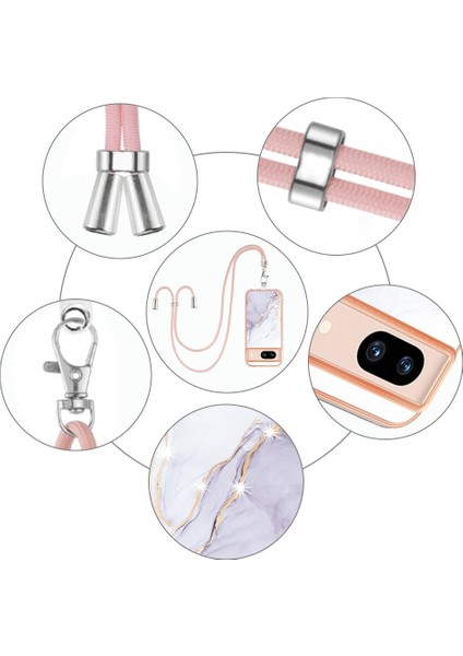 Google Piksel 8A Tampon Mermer Crossbody Kordon Askısı Için Kılıf Yumuşak (Yurt Dışından)