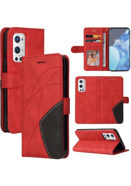 Kart Yuvası Standı Iki Renkli Dikiş Kickstand ile Oneplus 9 Pro Için Kılıf (Yurt Dışından)