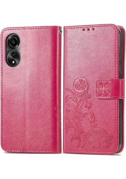 Oppo Için Kılıf A78 4g Kısa Kayış Zarif Iş Dört Yapraklı Yonca Flip (Yurt Dışından)