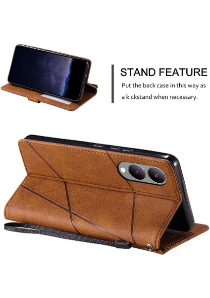 Vıvo Y17S Kart Tutucu Için Kılıf Kickstand Cüzdan Flip Folio Pu Deri (Yurt Dışından)