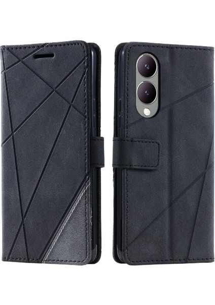 Vıvo Y17S Kart Tutucu Için Kılıf Kickstand Cüzdan Flip Folio Pu Deri (Yurt Dışından)