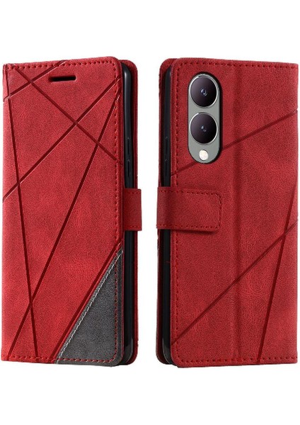 Vıvo Y17S Kart Tutucu Için Kılıf Kickstand Cüzdan Flip Folio Pu Deri (Yurt Dışından)