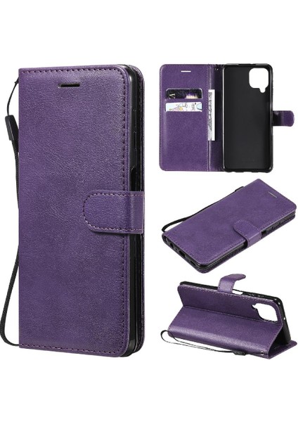 Samsung Galaxy A22 4g Klasik Düz Renk Iş Cüzdan Için Flip Case (Yurt Dışından)