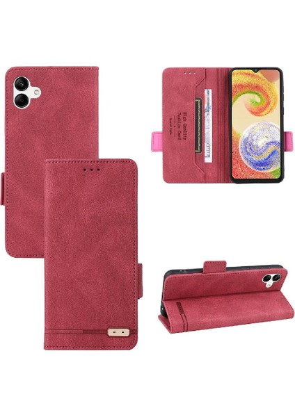 Kart Tutucu Kickstand Deri Folio ile Samsung Galaxy A04 4g Için Kılıf (Yurt Dışından)