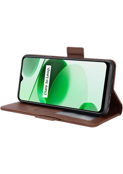 Realme C35 Cüzdan Pu Deri Yan Toka Kart Yuvaları Tutucu Için Kılıf (Yurt Dışından) modelleri
