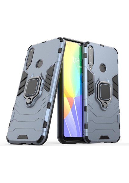 Huawei Y6P Askeri Damla Koruma Kickstand Için Kılıf 360 &deg; Dönen Halka (Yurt Dışından)