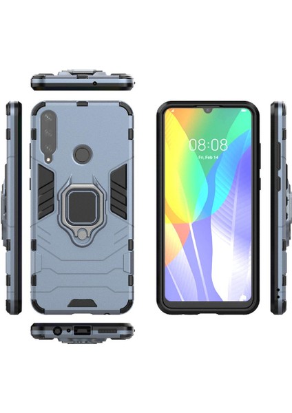 Huawei Y6P Askeri Damla Koruma Kickstand Için Kılıf 360 &deg; Dönen Halka (Yurt Dışından) modelleri