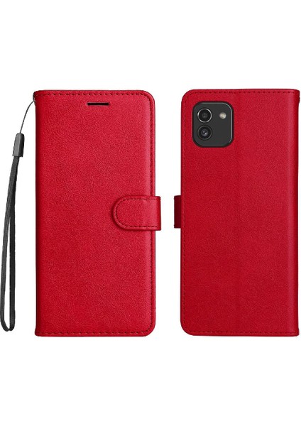 Samsung Galaxy A03 Yüksek Kalite Deri Klasik Düz Renk Için Flip Case (Yurt Dışından)