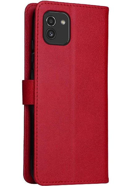 Samsung Galaxy A03 Yüksek Kalite Deri Klasik Düz Renk Için Flip Case (Yurt Dışından)