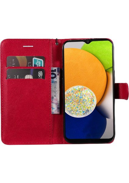 Samsung Galaxy A03 Yüksek Kalite Deri Klasik Düz Renk Için Flip Case (Yurt Dışından)