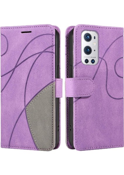 Kart Yuvası Standı Iki Renkli Dikiş Kickstand ile Oneplus 9 Pro Için Kılıf (Yurt Dışından)