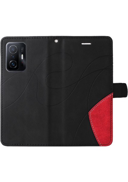 Xiaomi 11T/11T Pro Pu Deri Flip Folio Kılıf Kickstand Iki Renkli (Yurt Dışından)