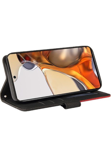 Xiaomi 11T/11T Pro Pu Deri Flip Folio Kılıf Kickstand Iki Renkli (Yurt Dışından)