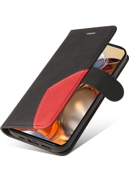 Xiaomi 11T/11T Pro Pu Deri Flip Folio Kılıf Kickstand Iki Renkli (Yurt Dışından)