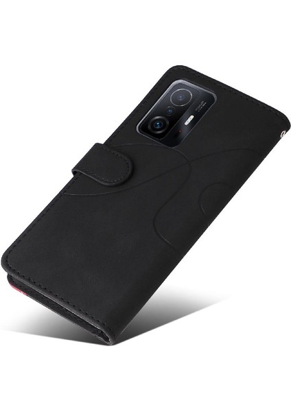 Xiaomi 11T/11T Pro Pu Deri Flip Folio Kılıf Kickstand Iki Renkli (Yurt Dışından)