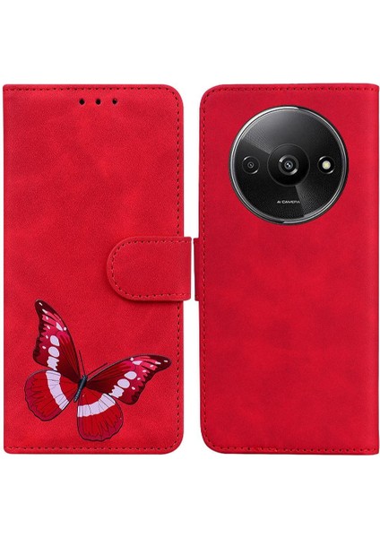 Xiaomi Redmi A3 Flip Folio Kapak Renk Baskılı Kelebek Cüzdan (Yurt Dışından)