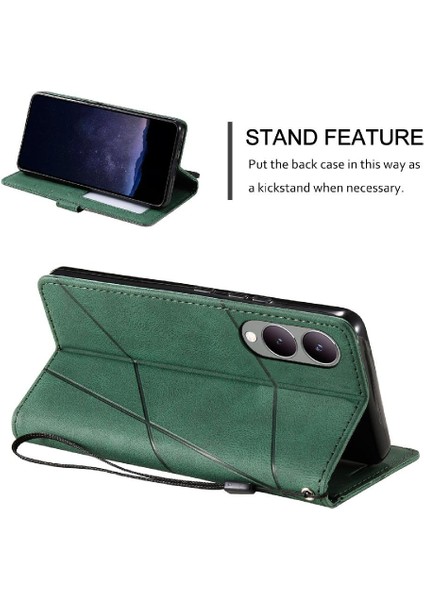 Vıvo Y17S Kart Tutucu Için Kılıf Kickstand Cüzdan Flip Folio Pu Deri (Yurt Dışından)