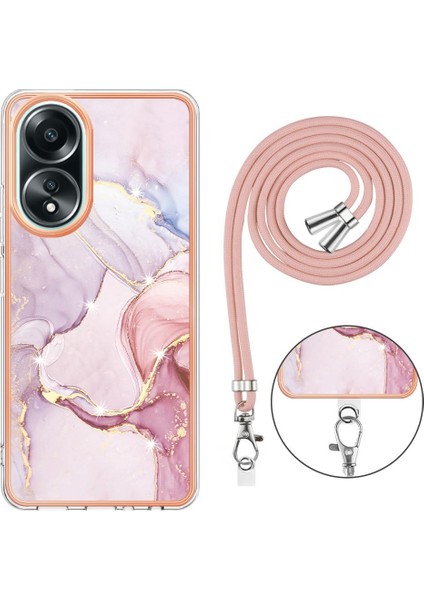 Oppo A58 4g Mermer Tampon Anti-Çizik Yumuşak Crossbody Kordon Için Kılıf (Yurt Dışından)