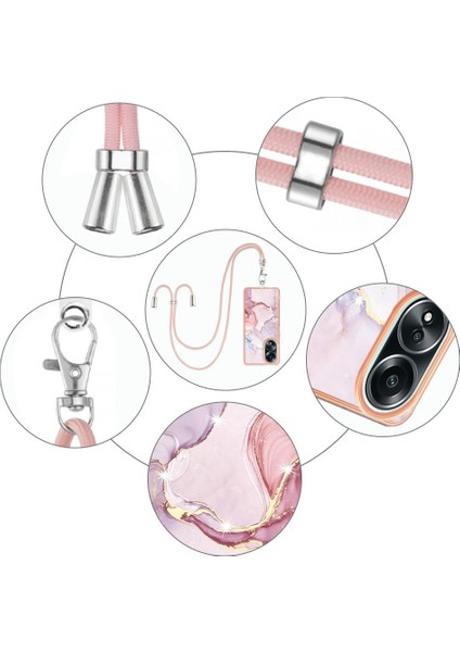 Oppo A58 4g Mermer Tampon Anti-Çizik Yumuşak Crossbody Kordon Için Kılıf (Yurt Dışından) modelleri