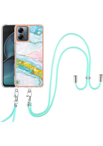 Motorola Moto G14 Tampon Mermer Crossbody Kordon Askısı Yumuşak (Yurt Dışından)