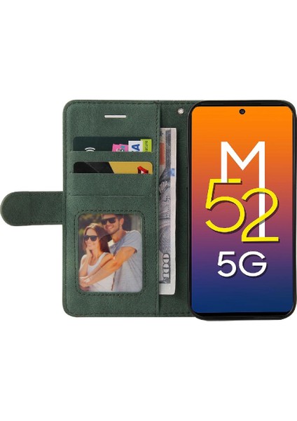 Samsung Galaxy M52 5g Iki Renkli Dikiş Kickstand Koruyucu Pu (Yurt Dışından)