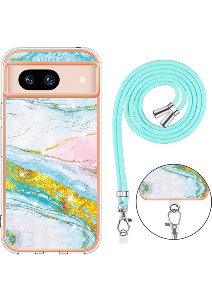 Google Piksel 8A Tampon Mermer Crossbody Kordon Askısı Için Kılıf Yumuşak (Yurt Dışından)
