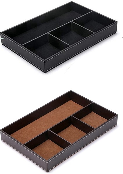 4 Yuvalı Masa Çekmecesi Düzenleyici, Pu Deri Çekmece Depolama (Kahverengi) (Yurt Dışından) fiyatları