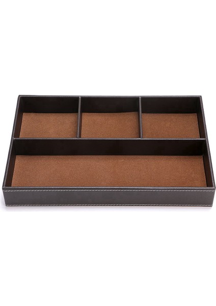 4 Yuvalı Masa Çekmecesi Düzenleyici, Pu Deri Çekmece Depolama (Kahverengi) (Yurt Dışından) fırsatları