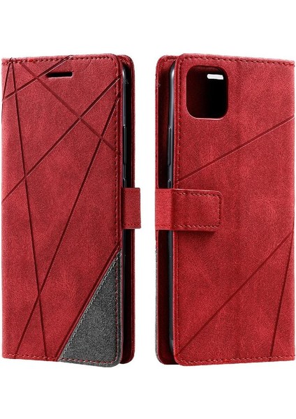 Realme C11 Kart Tutucu Için Kickstand Manyetik Cüzdan Flip Folio Pu (Yurt Dışından)