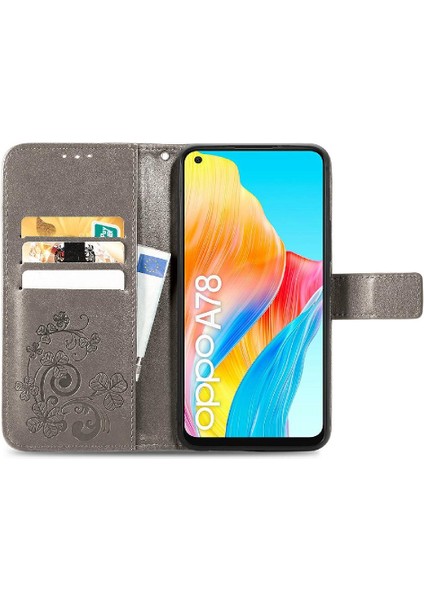 Oppo Için Kılıf A78 4g Kısa Kayış Zarif Iş Dört Yapraklı Yonca Flip (Yurt Dışından) modelleri