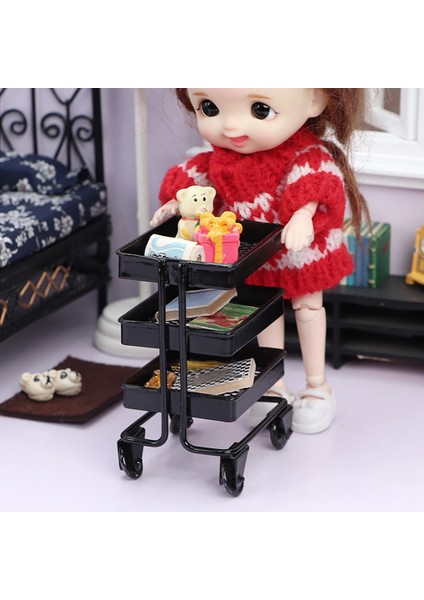 1/12 Ölçekli Minyatür Tekerlekli Araba Depolama Mutfak, Beyaz (Yurt Dışından)