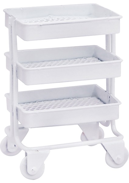 1/12 Ölçekli Minyatür Tekerlekli Araba Depolama Mutfak, Beyaz (Yurt Dışından) fiyatları