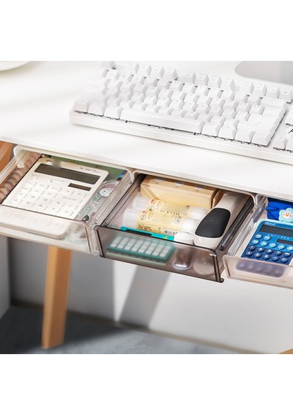 Masa Altında Çekmece Organizatör No-Punch Güçlü Masa Altında Saklama Kutusu Bakkal Saklama Beyaz + Siyah (Yurt Dışından) fiyatları