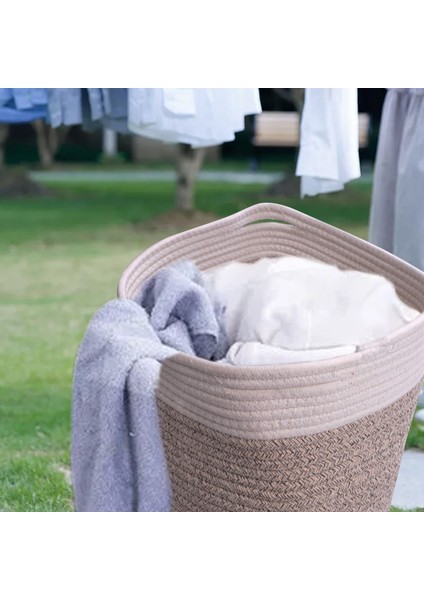 Pamuk Halat Saklama Sepetleri Kutusu Depolama Kare Organizatör Kulplu Katlanabilir Dekoratif Dokuma Sepet, C (Yurt Dışından) indirimleri