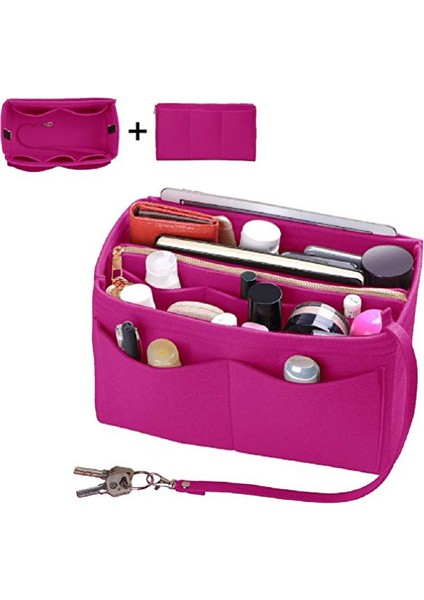 Ev Saklama Çantası Çanta Organizatör Keçe Ekleme Çantası Makyaj Organizatör Iç Çanta Taşınabilir Kozmetik Çantaları Saklama Çantası Gül Kırmızı M (Yurt Dışından) fırsatları
