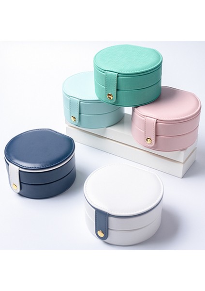 Oval Makyaj Aynası Saklama Kutusu Kadın Pu Organizatör Koyu Mavi (Yurt Dışından) fiyatları