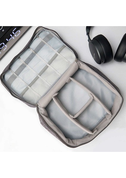 Seyahat Kablo Çantası Taşınabilir Dijital USB Gadget Organizatör Şarj Telleri Kozmetik Fermuar Depolama Kılıfı Kiti Durumda Aksesuarları Malzemeleri Gri (Yurt Dışından) indirimleri