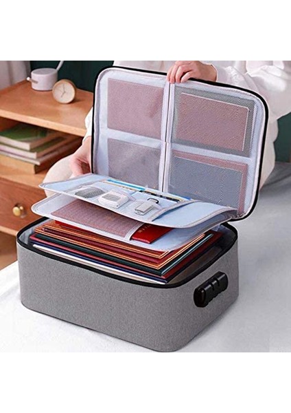 Dosya Cebi Tutucu, Kod Kilitli Oxford Belge Saklama Çantası (Gri) (Yurt Dışından) fiyatları