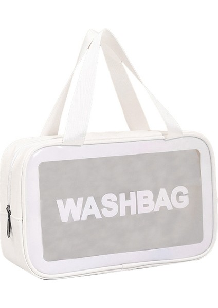 Taşınabilir Yıkama Torbası Kozmetik Buzlu Su Geçirmez Kozmetik Çantası Beyaz (Yurt Dışından)