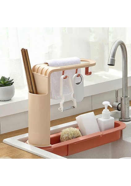Uzatılabilir Mutfak Lavabo Depolama Rafı Asılı Sepet Lavabo Sh Pembe (Yurt Dışından) fırsatları