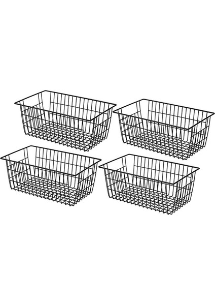 2'li Paket Tel Saklama Sepetleri, Çiftlik Evi Metal Tel Sepet (Siyah) (Yurt Dışından)